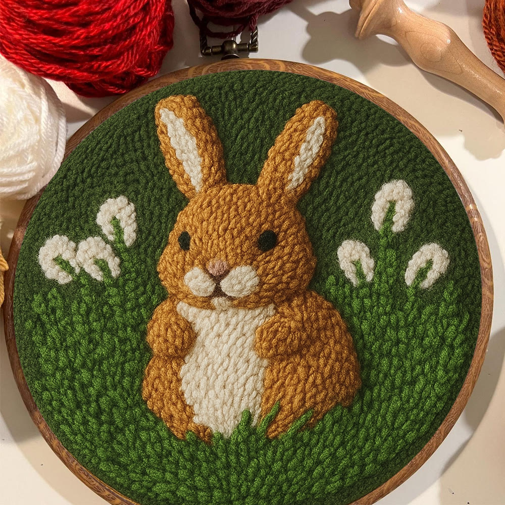Bunny In Meadow Punch Needle Kit - Handcrafted Art | Charming Diy - image 9