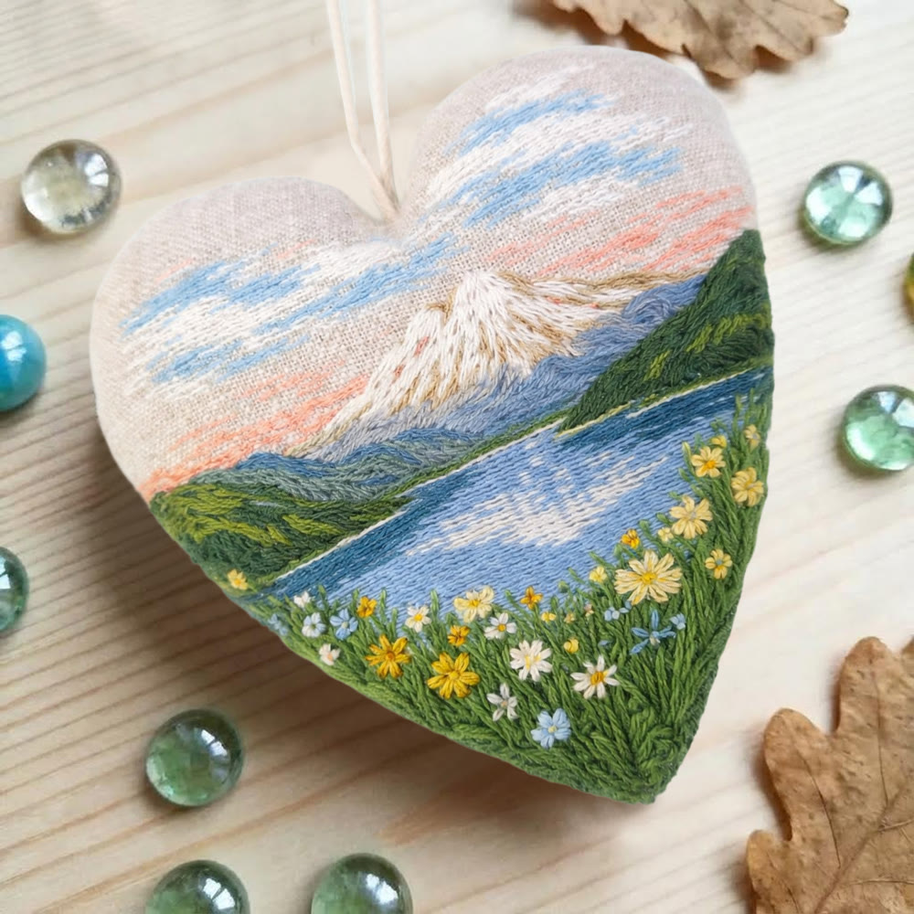 Rubbyoo Heart Embroidery Kit - Mountain Lake Landscape | Exquisite Handmade Decor | Thoughtful Gift Option - image 7