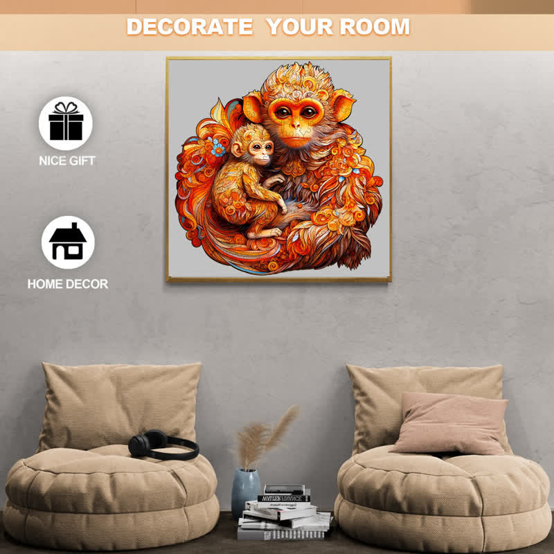 Rhinopithecus Family - Wooden Jigsaw Puzzle