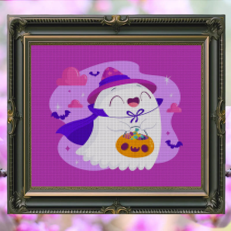 Cross Stitch Kit - Happy Ghost | Adorable Halloween Craft | Nice Wall Hanging Decor - image 4
