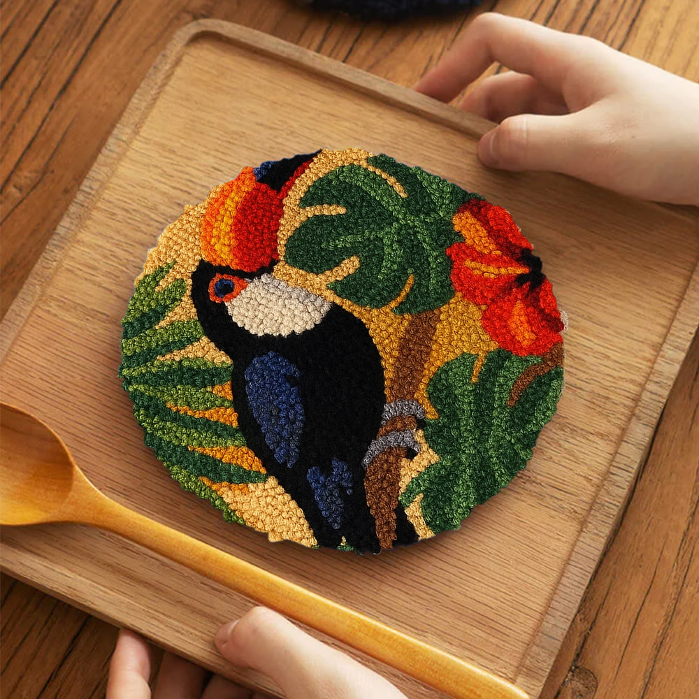 Toucan Tropical Punch Needle Kit - Easy Diy Kit | Exotic Handcraft Gift - 5 inch Coaster Kit - image 6