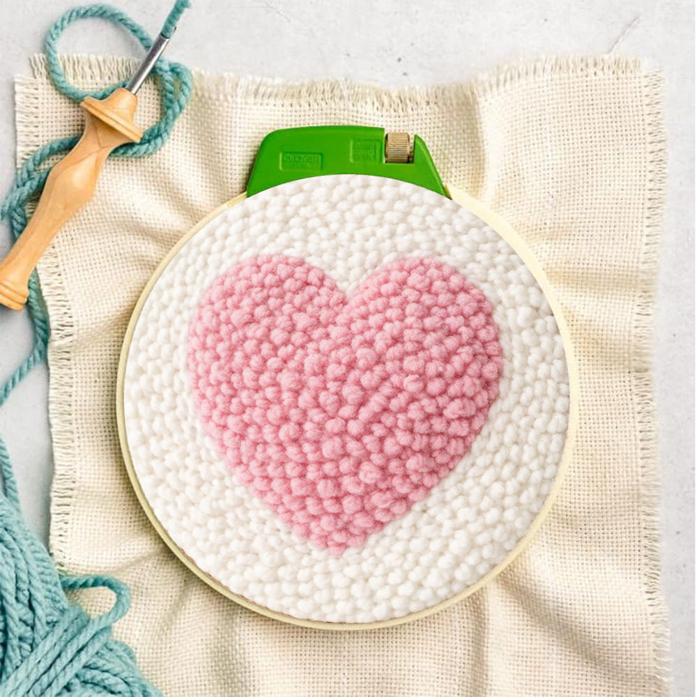 Pink Heart Punch Needle Kit - Handmade Art For Beginner | Mother's Day Craft, - image 7