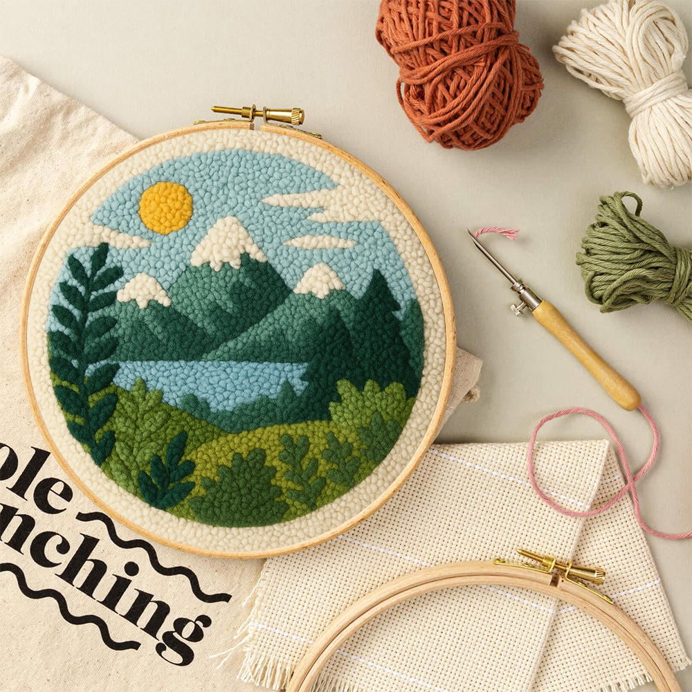 Sunny Mountain Lake Punch Needle Kit – Starter-level DIY Creation | Top Gifting Choice - image 10