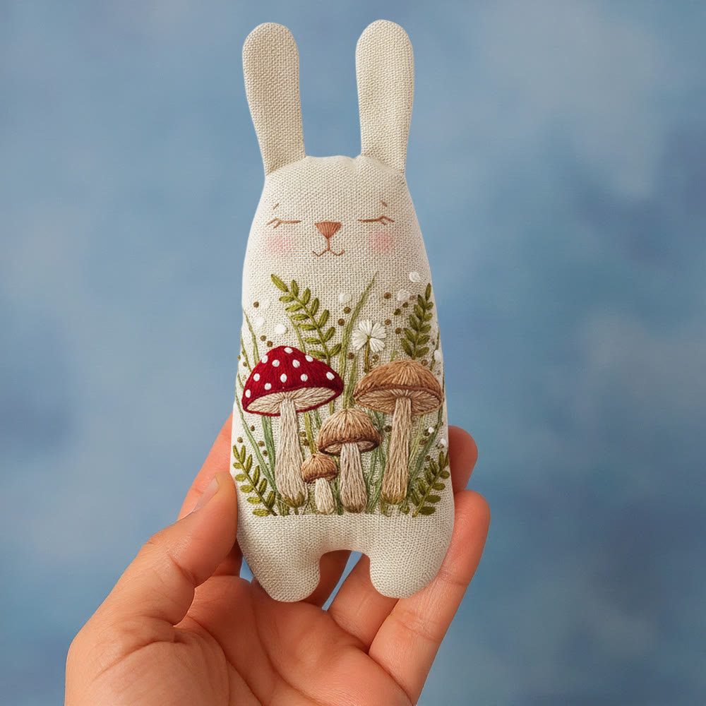 Rubbyoo Bunny Toy Embroidery Kit - Mixed Mushroom And Foliage | Beginner Sewing Kit | Handcrafted Stuffed Bunny - image 7