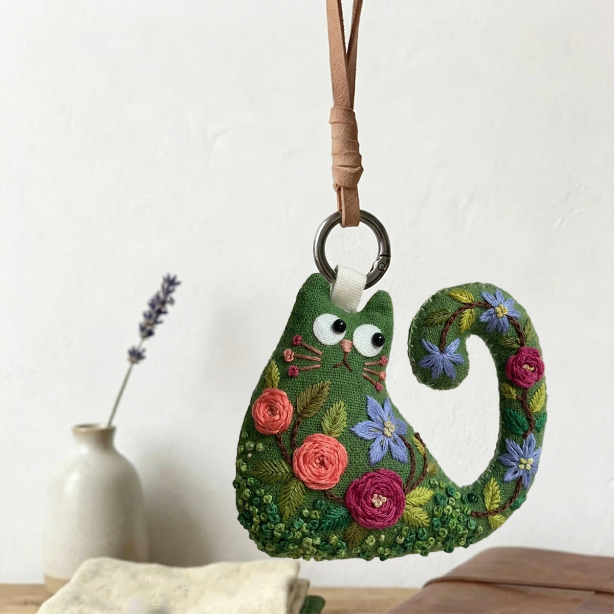 Rubbyoo Cat Embroidery Kit - Pink And Red Roses | Romantic Gift For Mom | Decorative Hanging Ornament - image 6