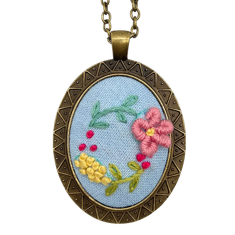 Hand Embroidered Pendant Necklace - Pattern 10 - image 14
