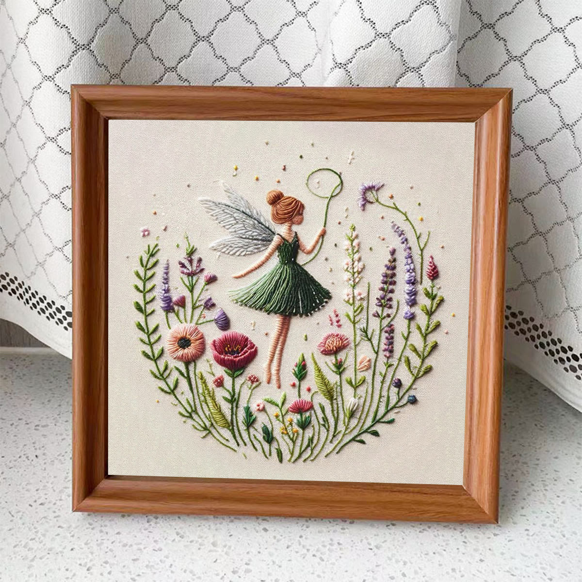 Rubbyoo Embroidery Kit - Dancing Flower Fairy |  Ideal Artwork For Friends - 15*15cm - Embroidery Kit Plus An Extra Frame - image 9