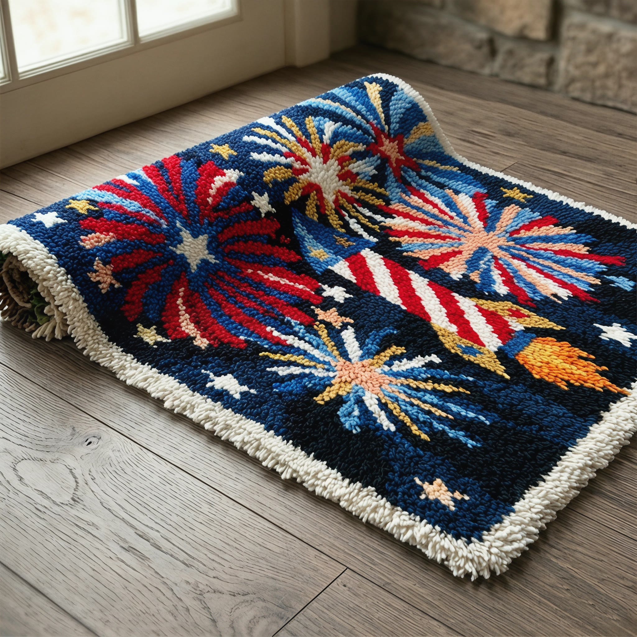 Rubbyoo Latch Hook Rug Kit - Firework Rocket | Unique Handmade Gift | Patriotic Porch Decor - image 9