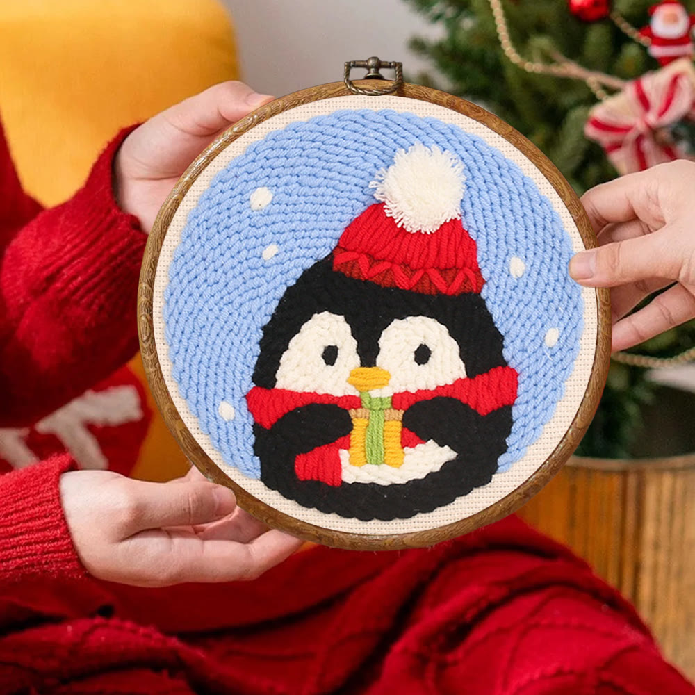 Christmas Penguin Punch Needle Kit - Diy Craft For Adults And Kids | Christmas Decorations - image 4