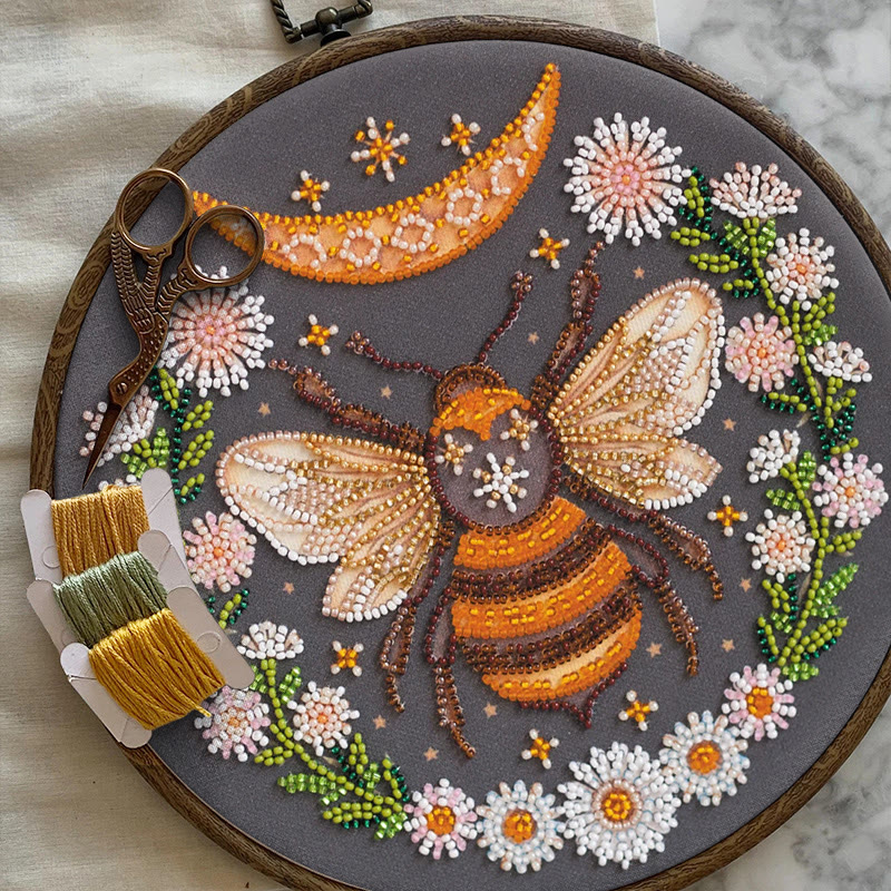 Rubbyoo Bead Embroidery Kit - Floral Bee | Diy Handicraft Collection | Exquisite Needle Art - image 4