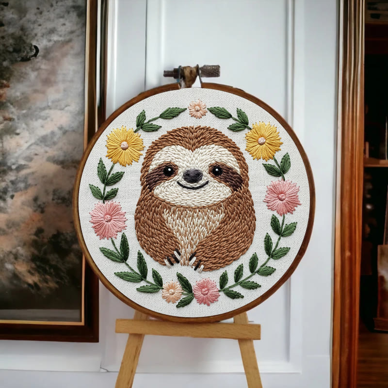 Rubbyoo Embroidery Kit - Smiling Sloth | Diy Stitch Craft | Handmade Gift For Animal Lovers - image 4