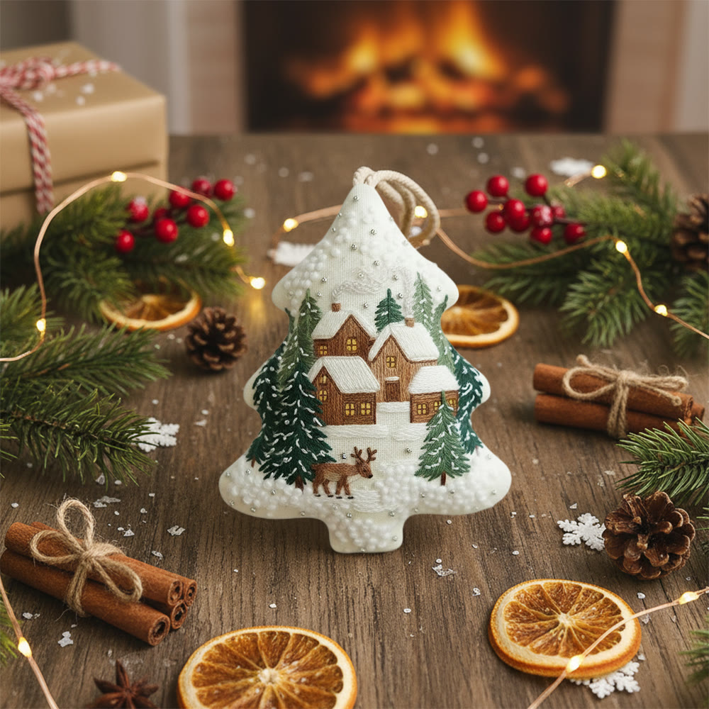 Rubbyoo Tree-shaped Embroidery Kit - Happy Town | Holiday Stitch Art |  Diy Christmas Gift - image 6