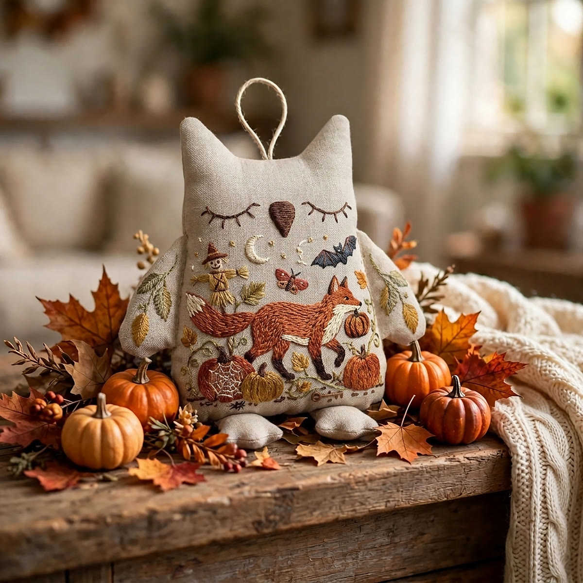 Rubbyoo Owl Embroidery Kit - Woodland Red Fox | Handcrafted Art Gift | Cozy Living Room Hanger - image 6