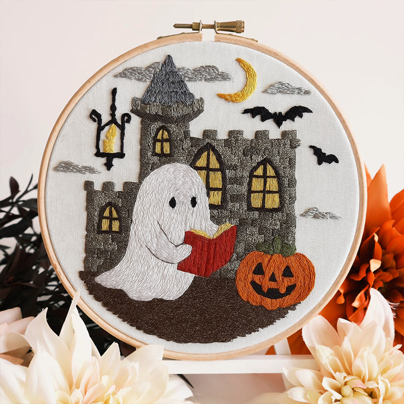 Rubbyoo Embroidery Kit - Halloween Reading Ghost | Creative Wall Hanging | Diy Halloween Decor - image 6