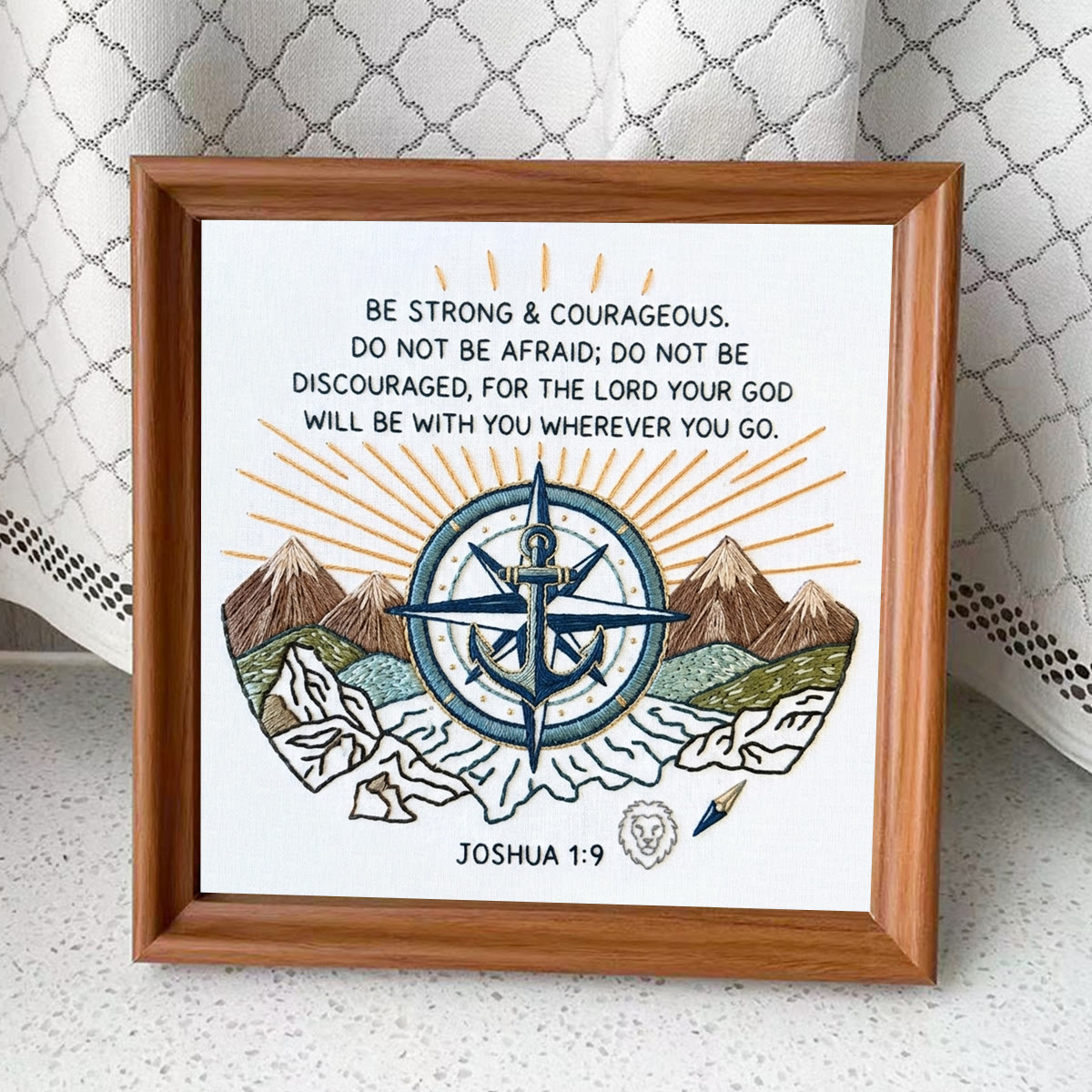 Rubbyoo Embroidery Kit - Be Strong And Courageous | Christian Inspirational Quotes | Diy Wall Hanging Art   - Embroidery Kit Plus An Extra Frame - image 8