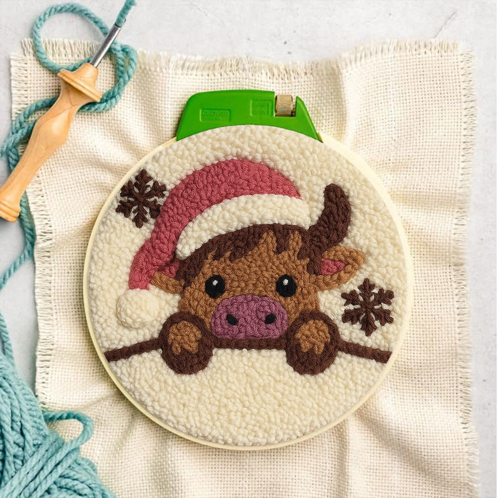 Adorable Cow Punch Needle Kit - Lovely Animal Craft | Christmas Decorative Artwork - image 9