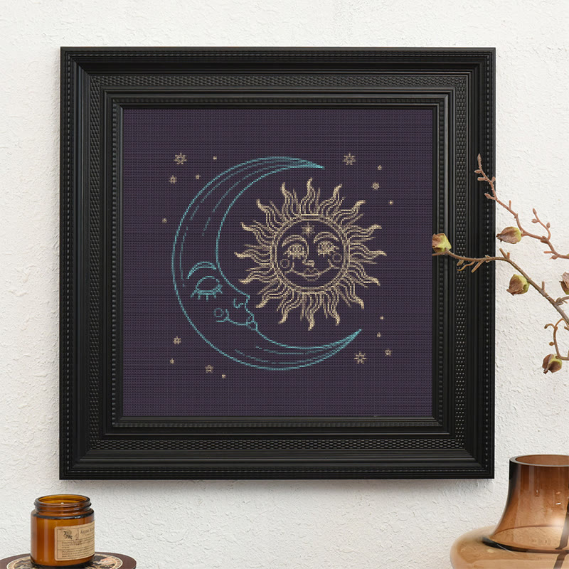  Cross Stitch Kit - Glittering Sun And Moon | Mystical Needle Artwork | Perfect For Wall Hanging  - image 10