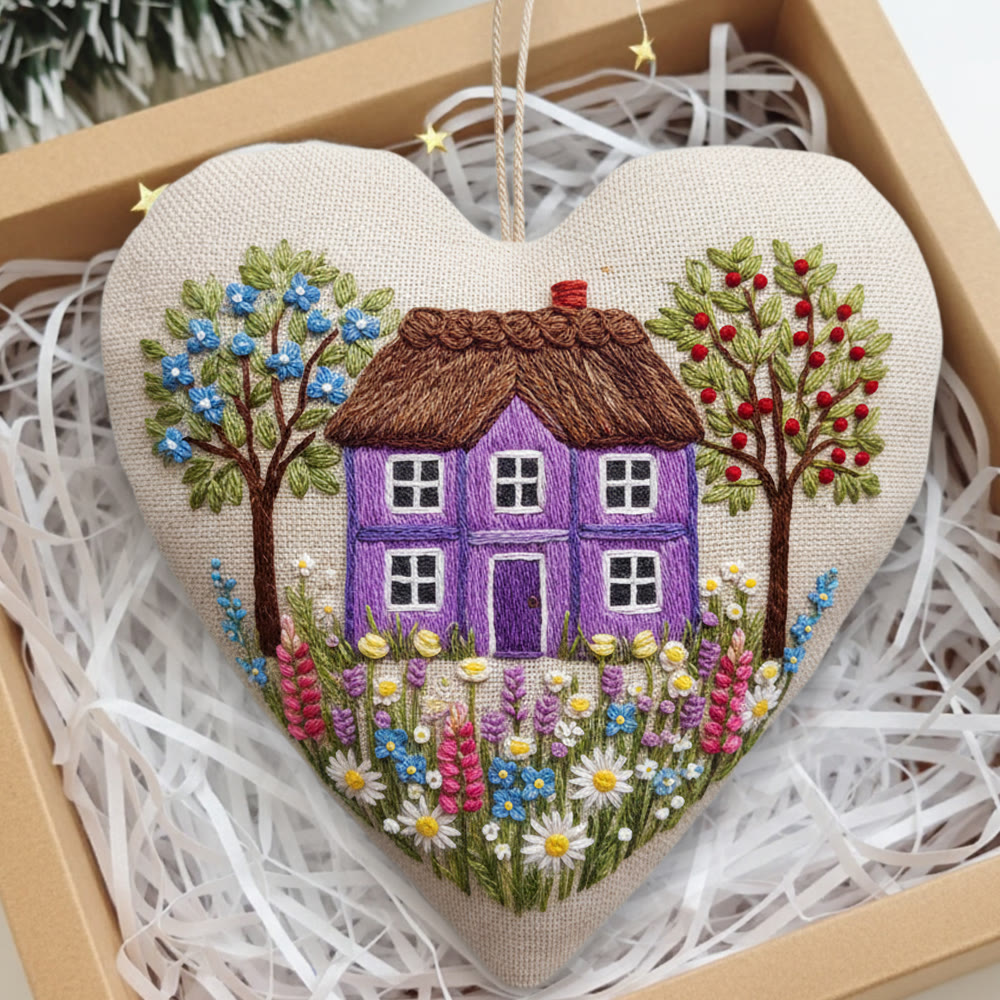 Rubbyoo Heart Embroidery Kit - Colorful Courtyard | Creative Stitch Craft | Perfect Wall Hanging  Art  - image 5