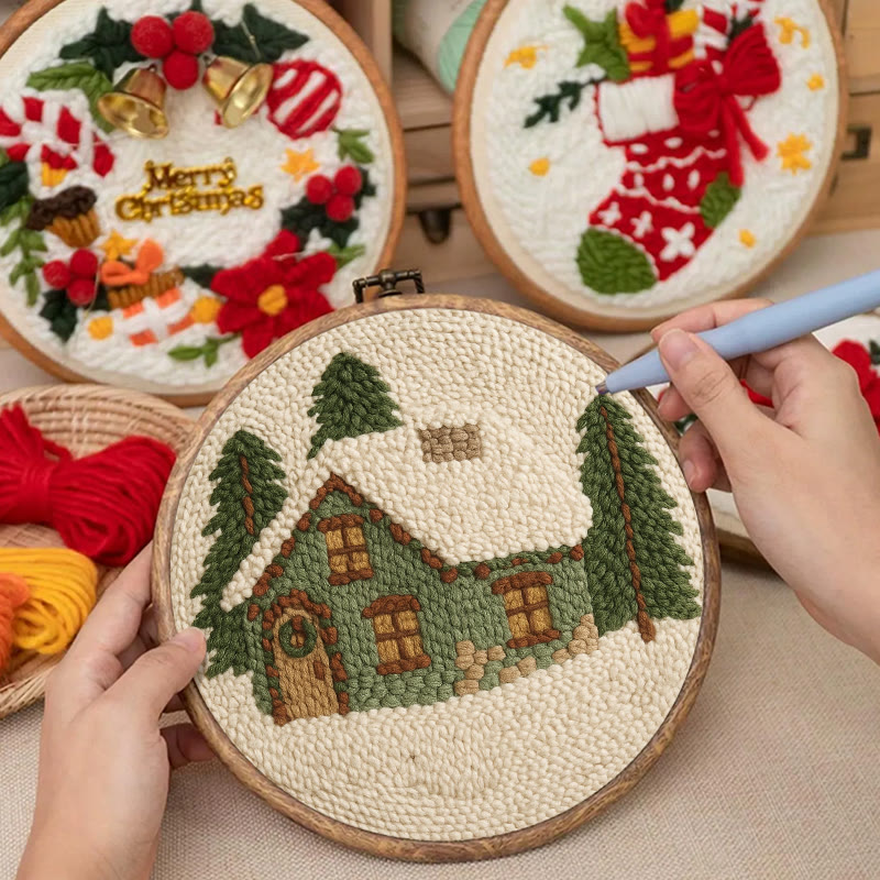  Snowy Forest Punch Needle Kit - Christmas Winter Handicraft | House Scenery For Room Decor - image 6