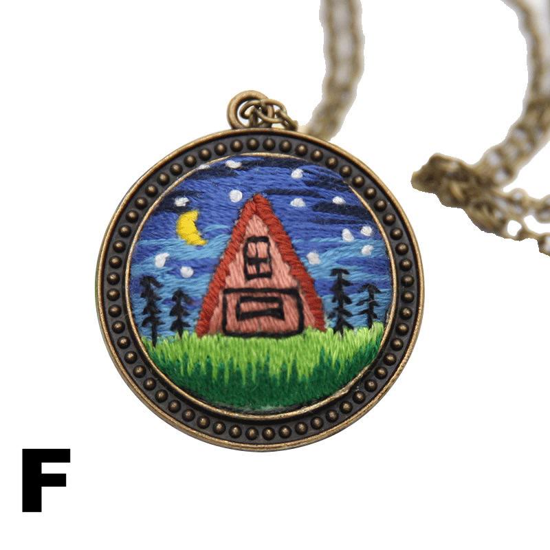 Embroidery Landscape Necklace Kits | Diy Backpack Pendant | Unique Birthday Gifts - F - image 10
