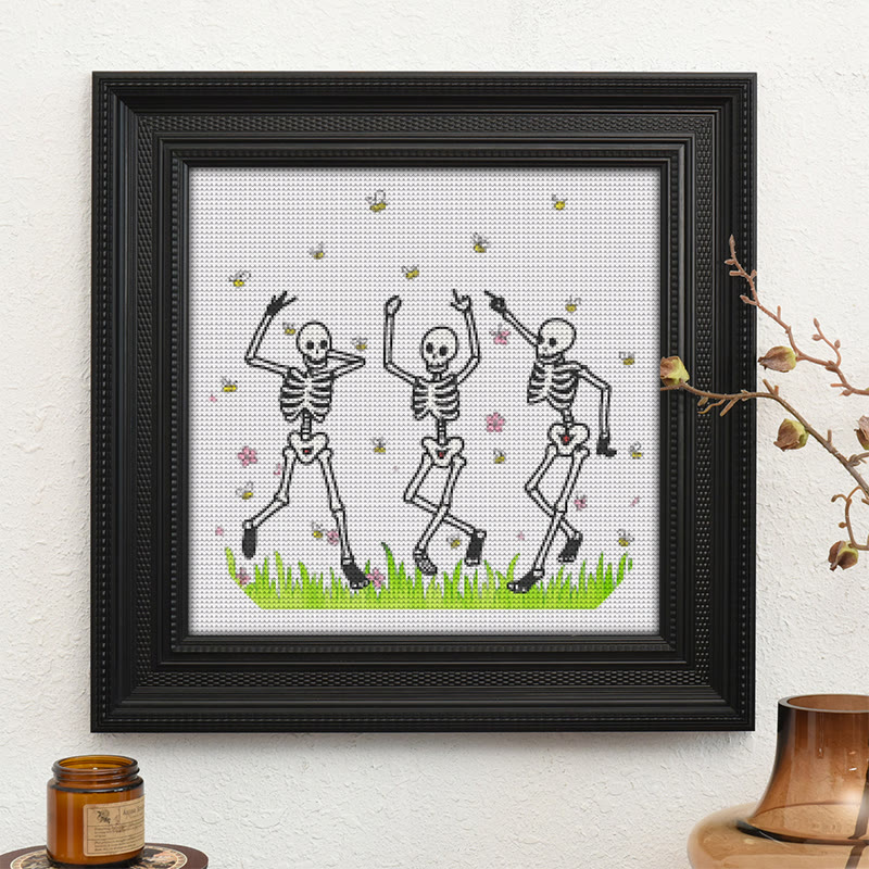  Cross Stitch Kit -  Skeleton Party | Spooky Halloween Craft | Beginner Needle Artwork - image 10