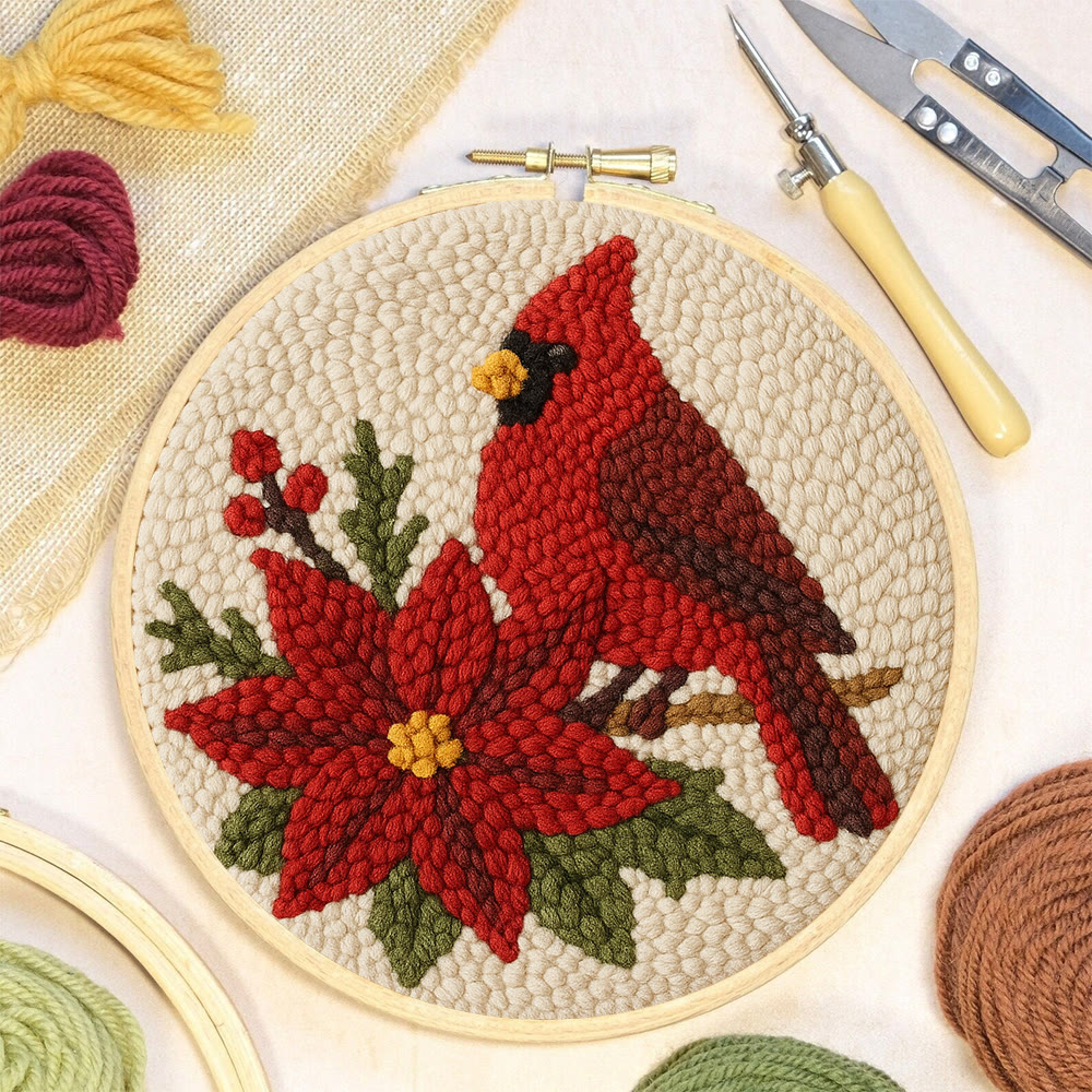 Cardinal Punch Needle Kit – Beginner-Friendly Project | Festive Winter Home Piece - image 9