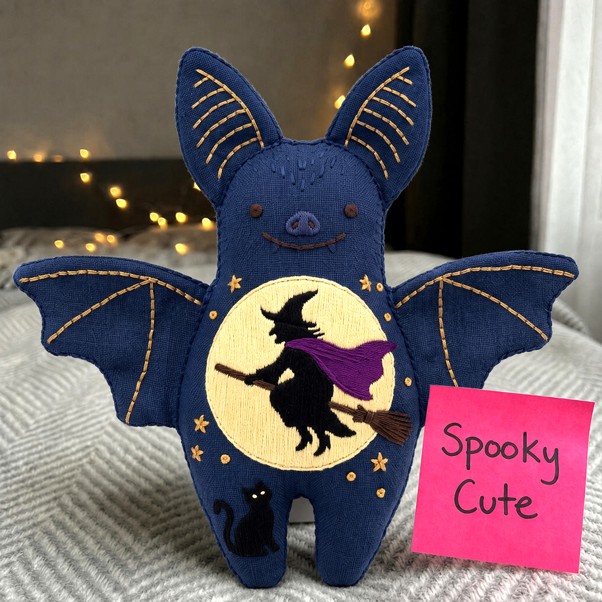Rubbyoo Bat Embroidery Kit - Moonlit Flying Witch | Halloween Spooky Night Scene | Magical Starry Night - image 6
