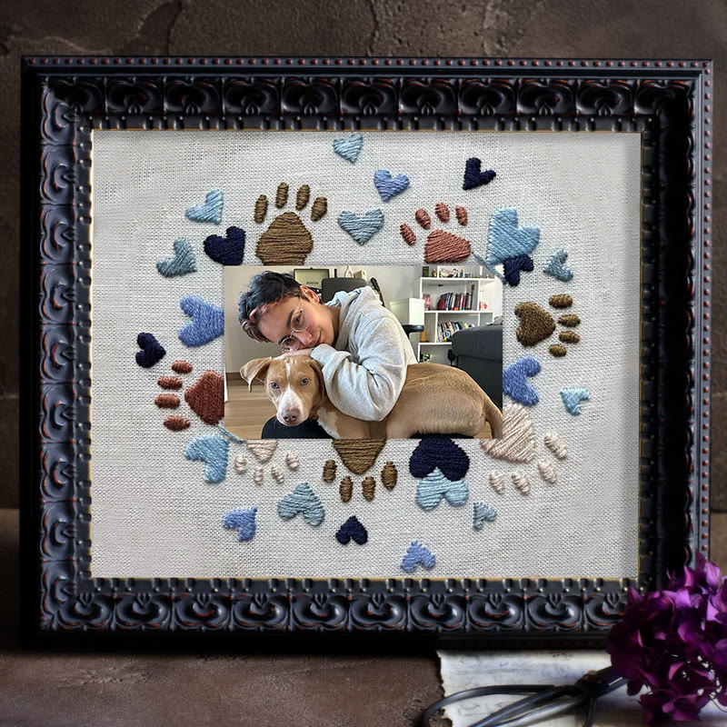 Rubbyoo Embroidery Photo Frame Kit - Adorable Paw Print | Memorable Handmade Craft | Diy Needle Artwork  - image 10