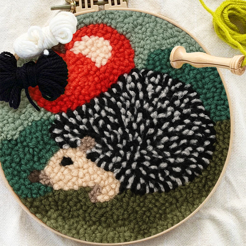  Apple Hedgehog Punch Needle Kit - Diy Animal Coaster | Nice Desk Ornament  - image 10