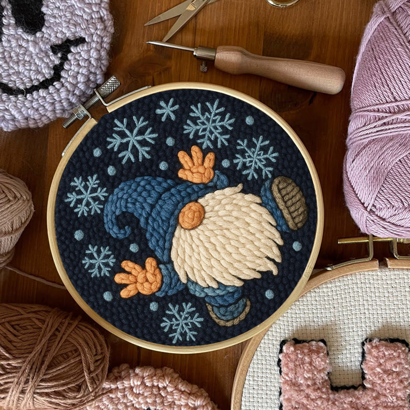 Snowflake Gnome Punch Needle Kit - Creative Winter Handicraft | Christmas Decorative Coaster - image 5