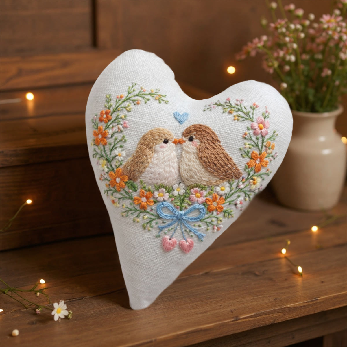 Rubbyoo Heart Embroidery Kit - Pair Birds Blue Heart Floral | Romantic Gifting | Novice-friendly Diy Stitch - image 5