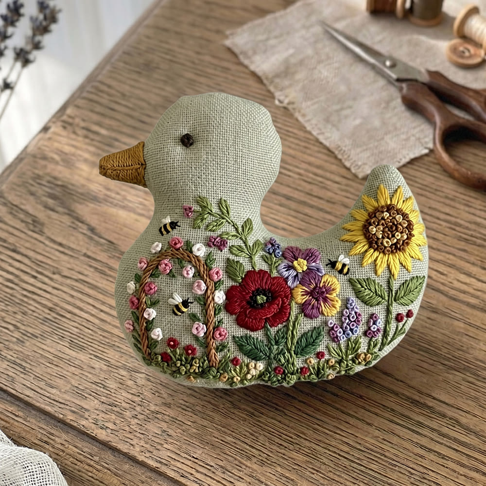 Rubbyoo Duck Embroidery Kit - Bee Sunflower Blooming | Bag Pendant | Creative Handmade Gift Idea - image 4