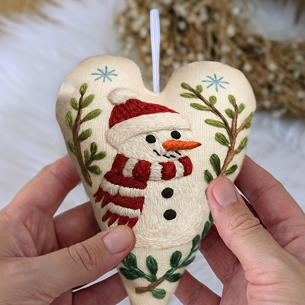 Rubbyoo Heart Embroidery Kit - Red-scarfed Snowman | Winter Decoration | Home Hanging Craft - image 10