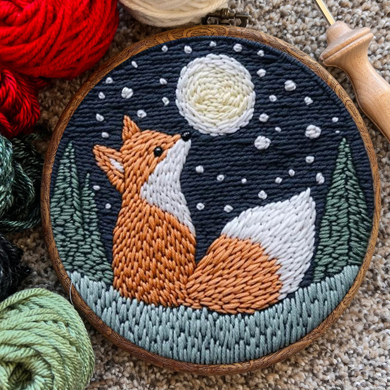 Fox In Night Punch Needle Kit - Diy Animal Handicraft | Nice Craft For Home Ornament  - image 8