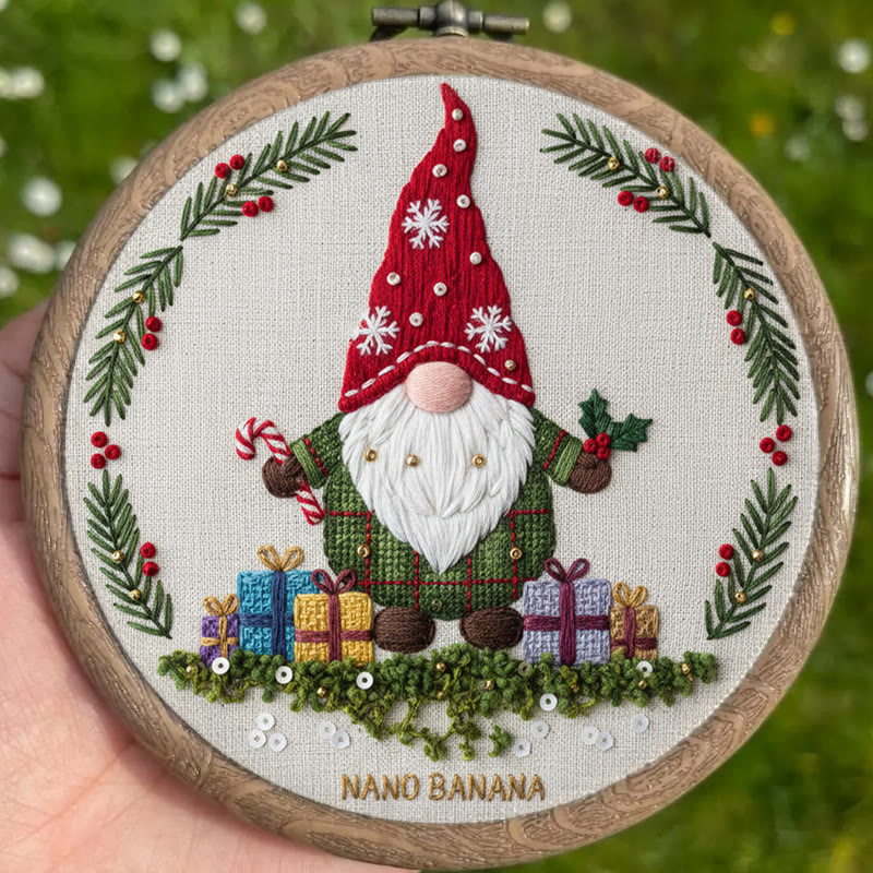 Rubbyoo Embroidery Kit - Christmas Gnome With Gifts | Christmas Celebration Craft | Diy Needle Art - image 6