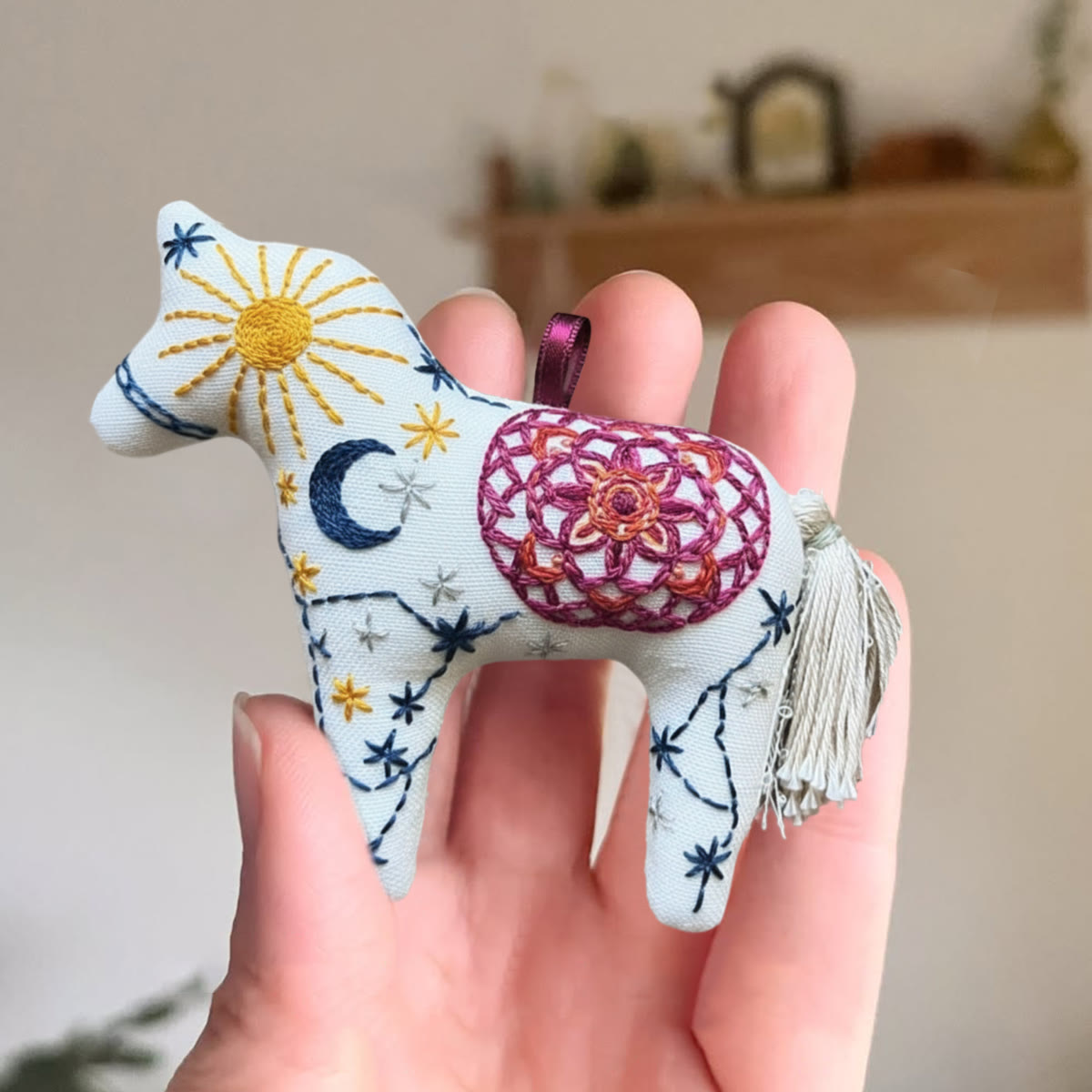 Rubbyoo Horse Embroidery Kit - Celestial Moon And Sun | Unique Hanging Decor | Nice Gift Idea - image 4