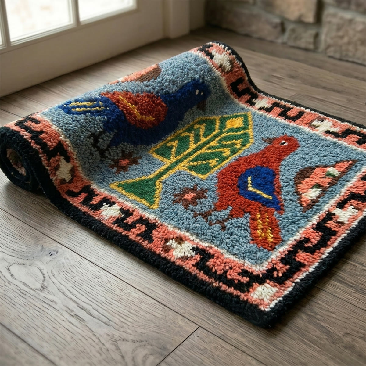 Rubbyoo Latch Hook Rug Kit - Vibrant Bird | Swedish Folk Carpet Art | Unique Hanging Decor - image 9