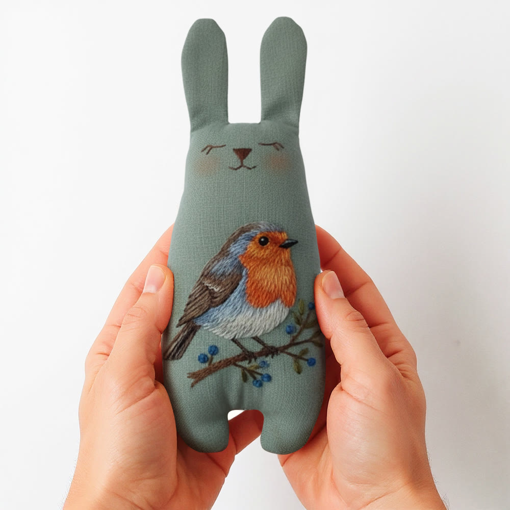 Rubbyoo Bunny Toy Embroidery Kit - Little Robin | Diy Sewing Art | Stuffed Bunny Pattern - image 3