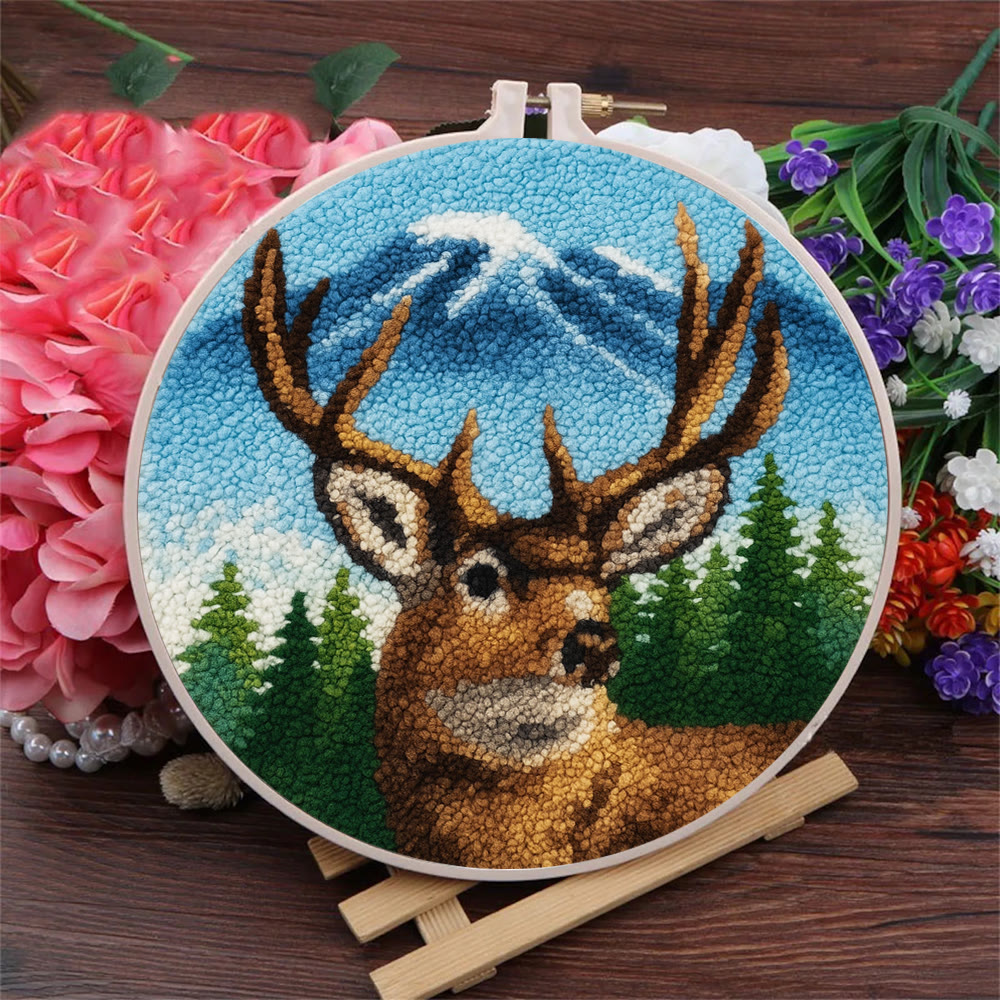 King Of Milu Deer Punch Needle Kit - Diy Animal Handmade Craft | Perfect Art For Home Decor - image 5