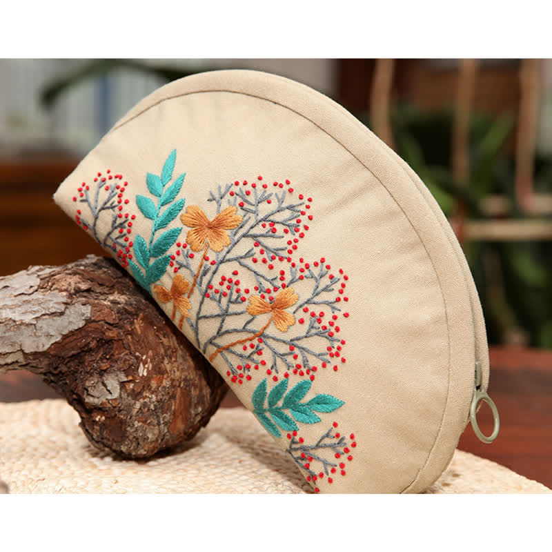 Hand embroidery Cosmetic Bag Kit| Coin Purse Needlework DIY Kit - B - image 3