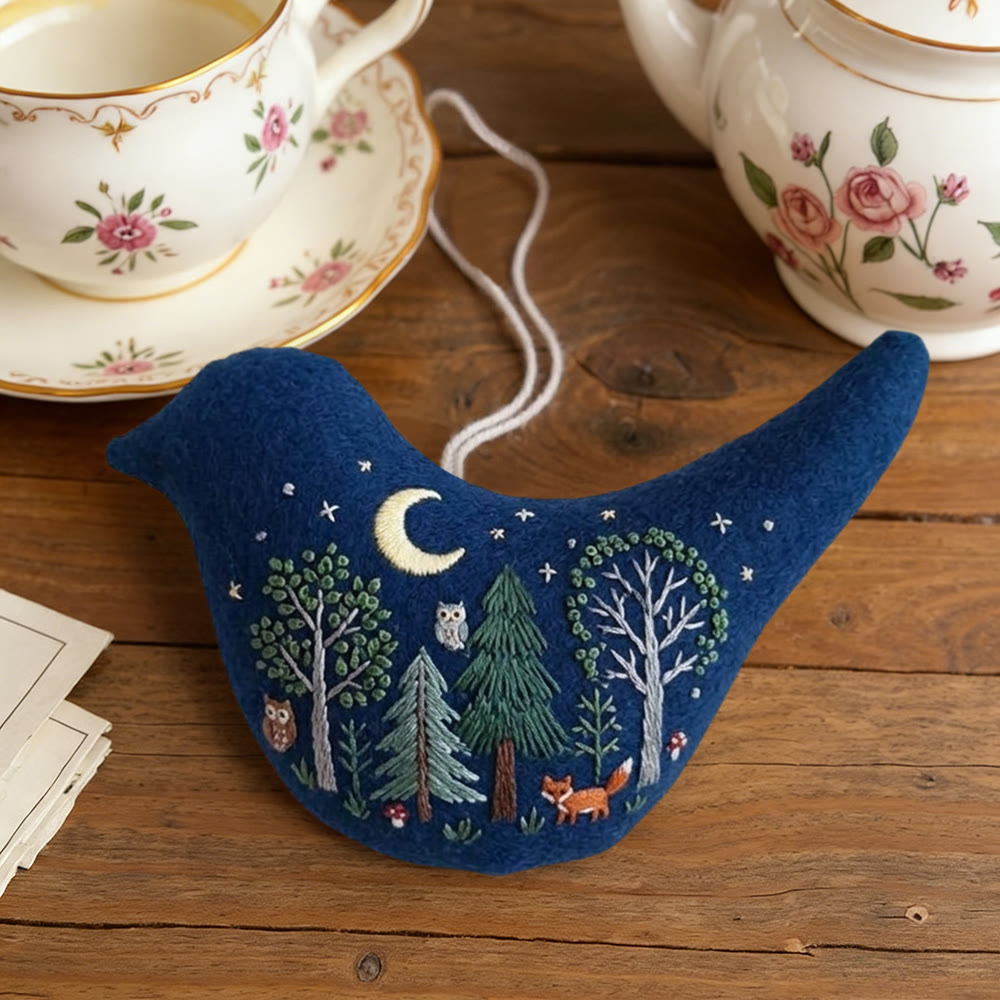 Rubbyoo Bird-shaped Embroidery Kit - Luna Night Forest | Cute Gift For Kids | Magic Fantasy Ornament - image 6