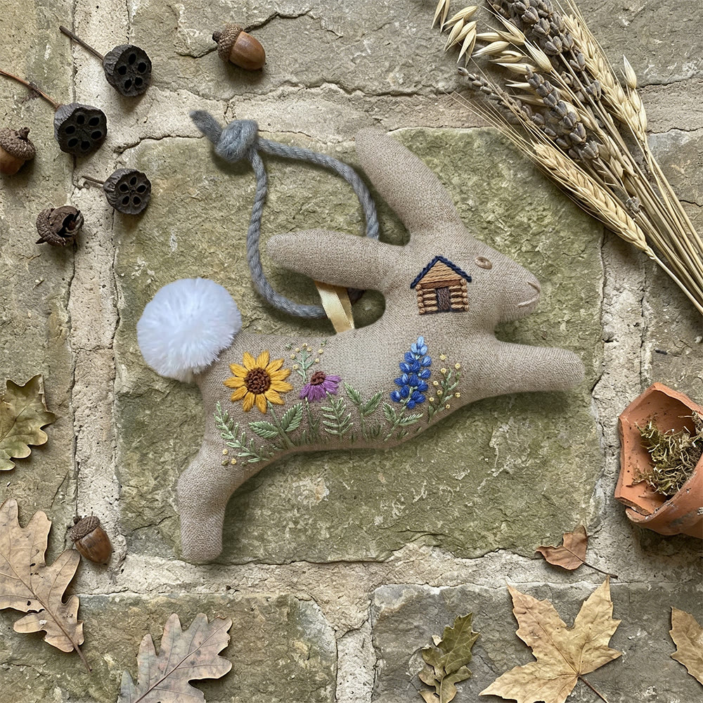 Rubbyoo Rabbit Embroidery Kit - Cabin And Wildflower | Easy Diy Project | Delightful Hanging Keepsake - image 6