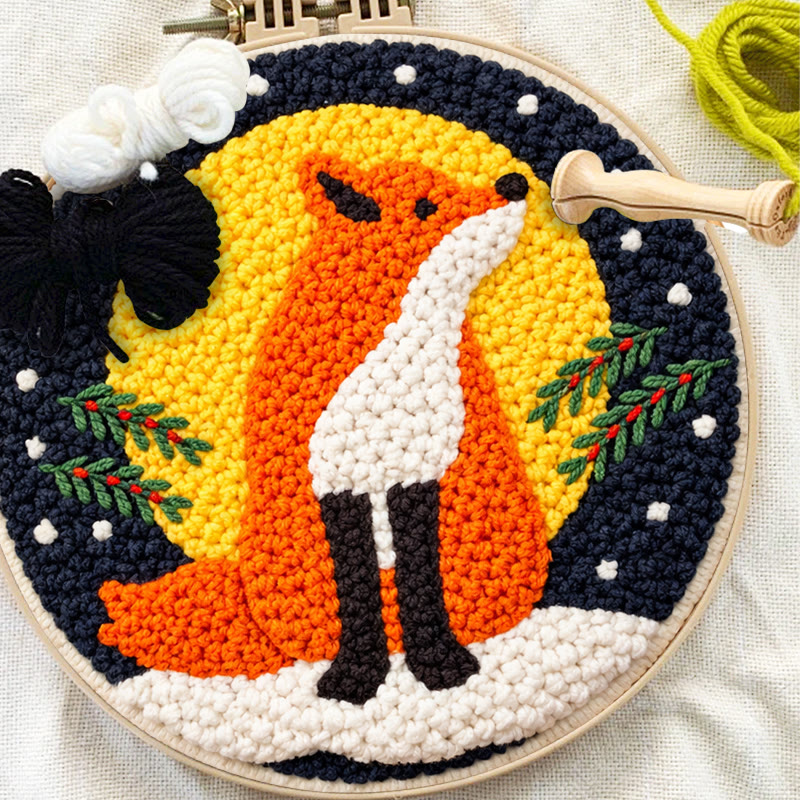 Wintry Moonlit Fox Punch Needle Kit – Top Gifting Choice | Cozy Warm Decor Pendant - image 12