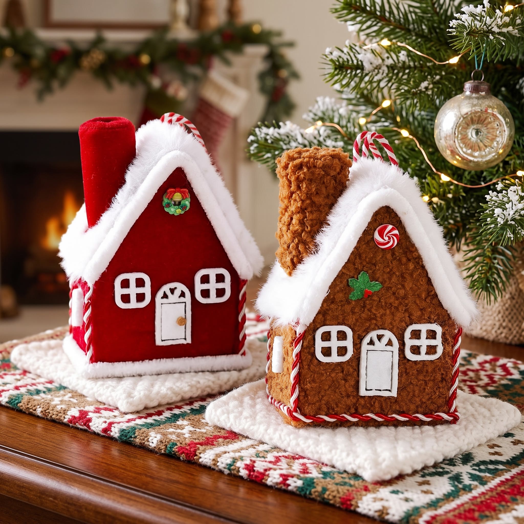 Rubbyoo Mini Christmas House - Festive Fabric Room Ornament| Charming Cozy Xmas Tree Hanging - image 2