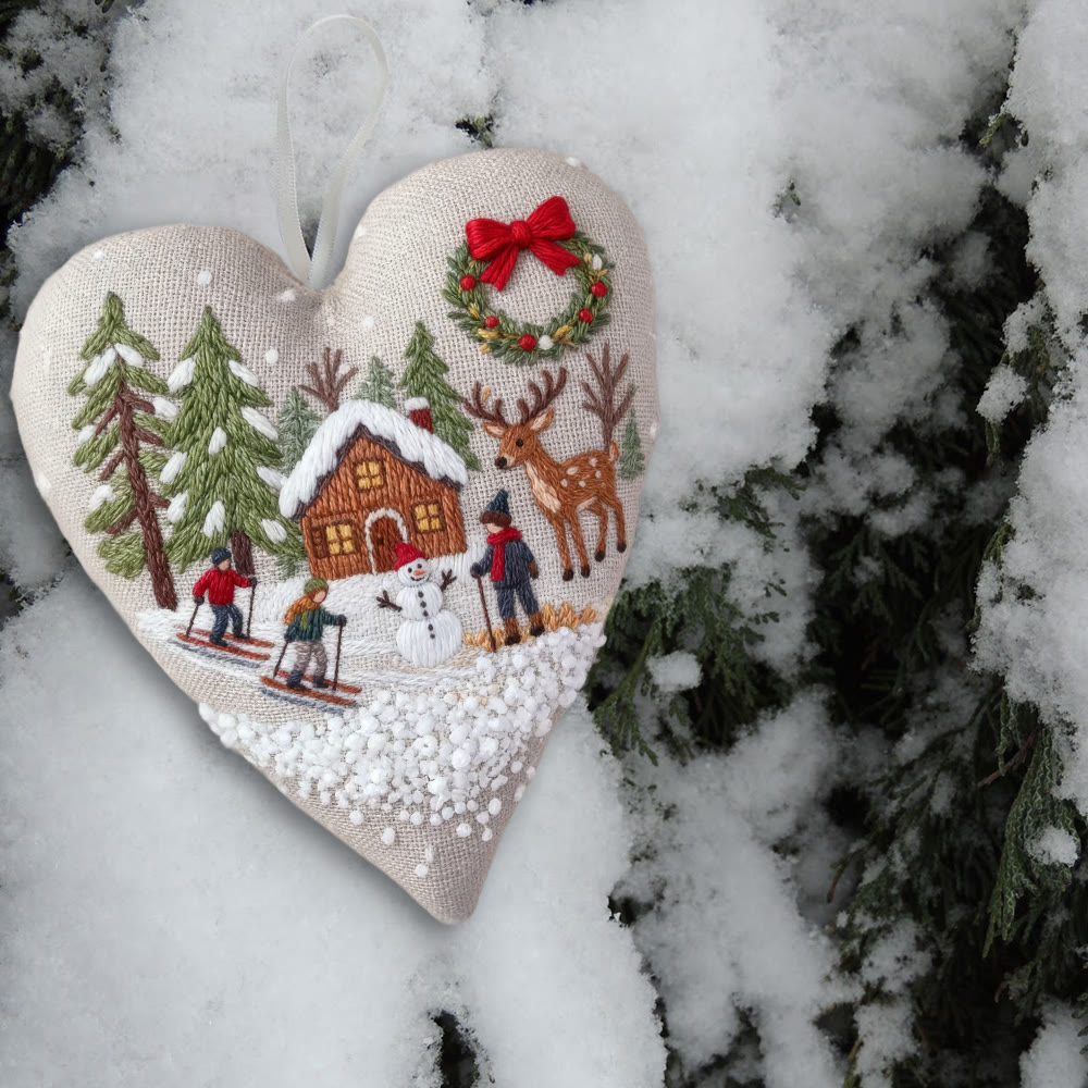 Rubbyoo Heart Embroidery Kit - Winter Skiing | Christmas Stitch Art | Diy Handmade Craft  - image 7
