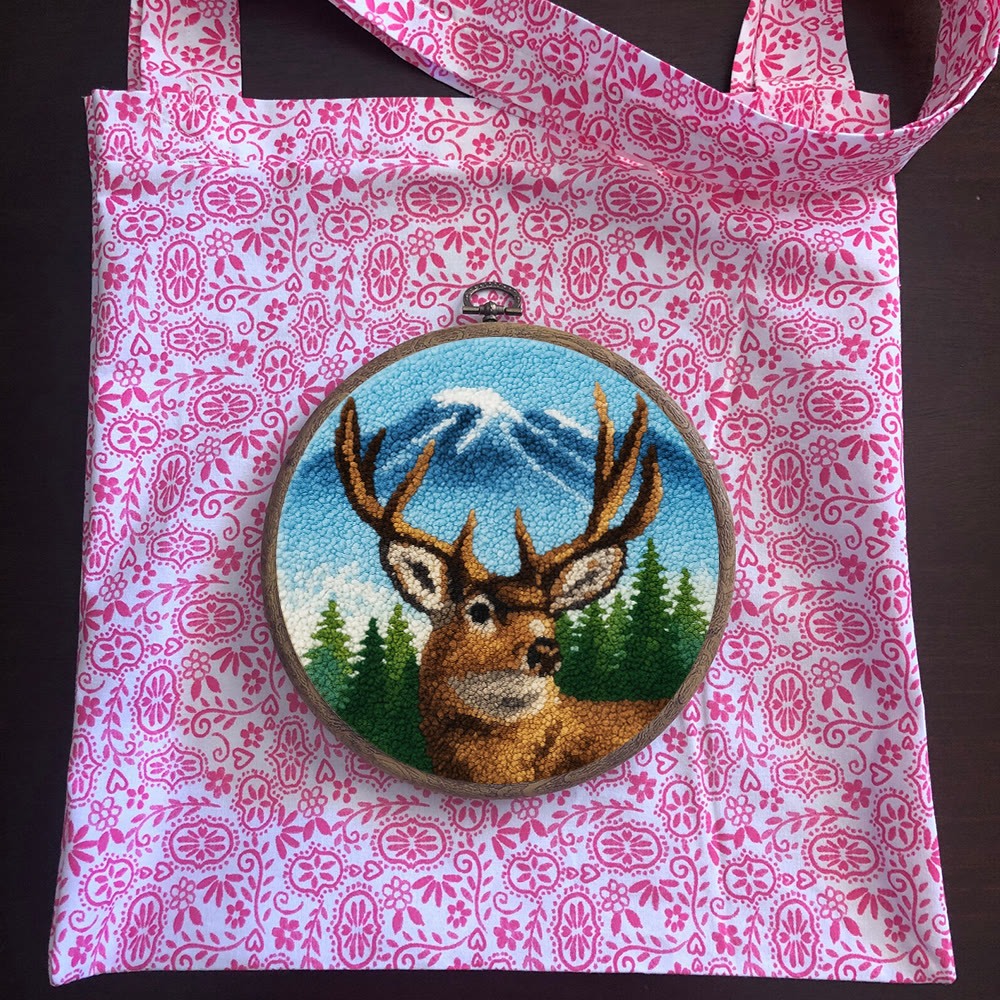 King Of Milu Deer Punch Needle Kit - Diy Animal Handmade Craft | Perfect Art For Home Decor - image 13