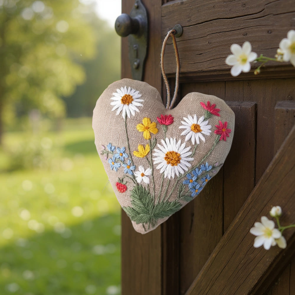 Rubbyoo Heart Embroidery Kit - Daisy Wildflower With Strawberry Motif | Beginner-easy Diy | Delightful Gifting Option - image 3