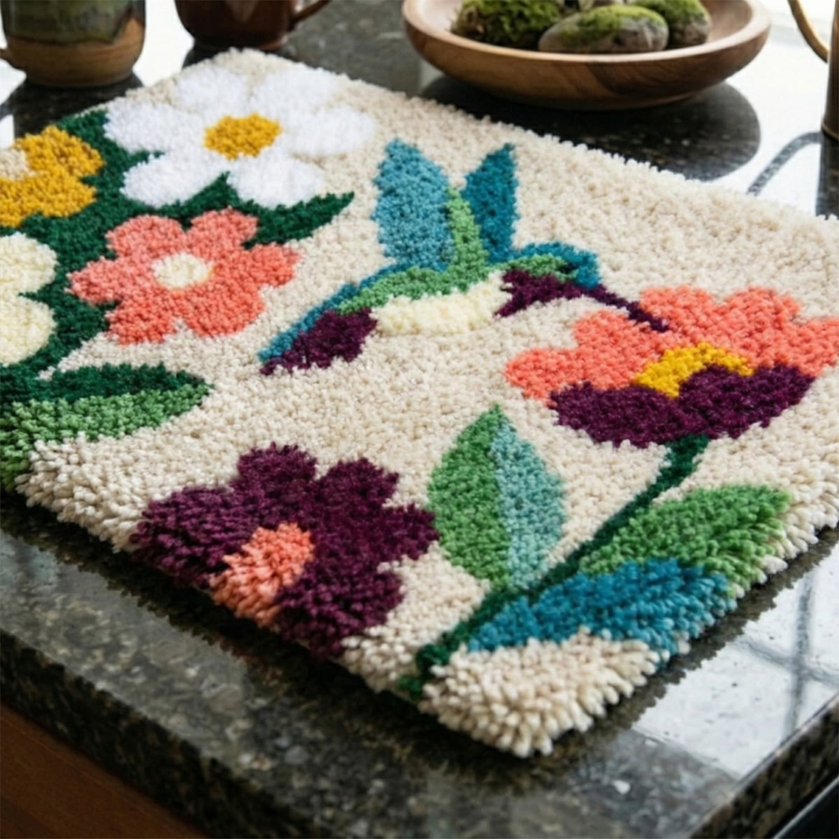 Rubbyoo Latch Hook Rug Kit - Spring Hummingbird | Handmade Animal Craft | Diy Floor Mat - image 4