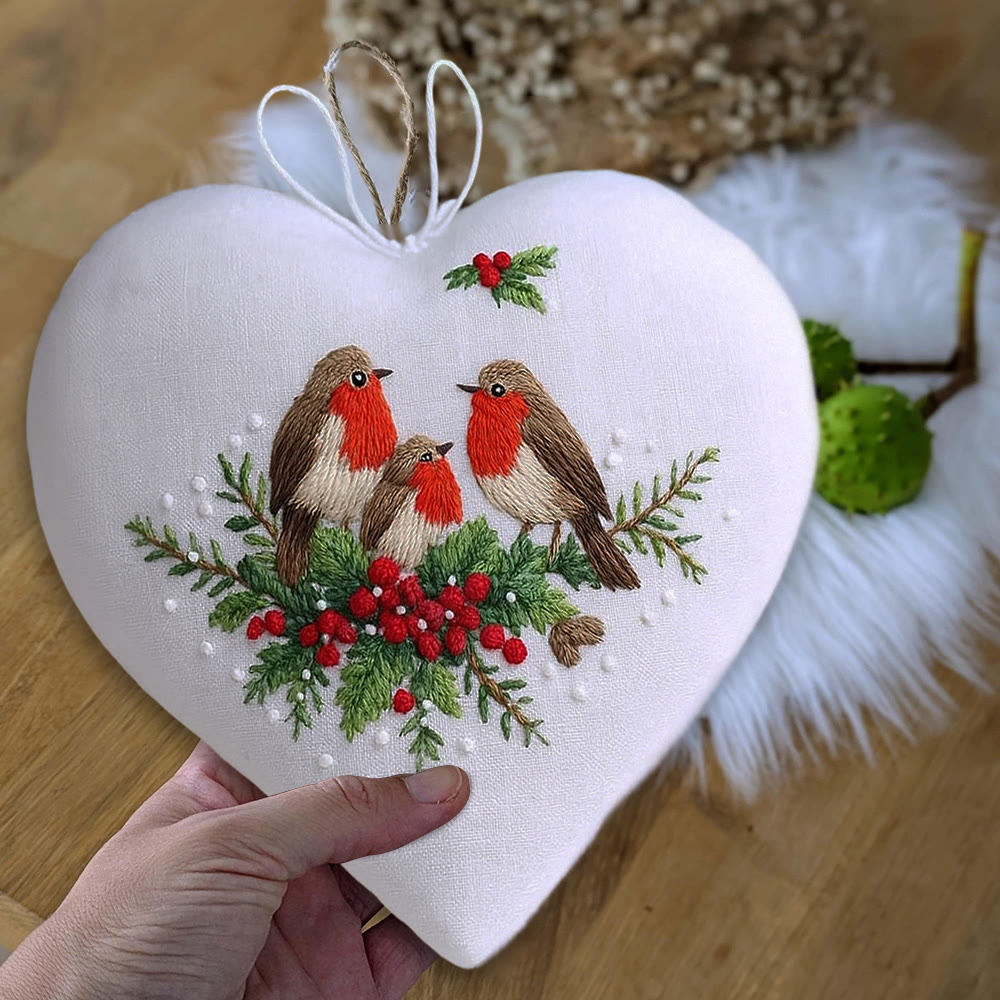 Rubbyoo Heart Embroidery Kit - Bird Family | Christmas Bird Art | Perfect For Bird Lovers - image 6