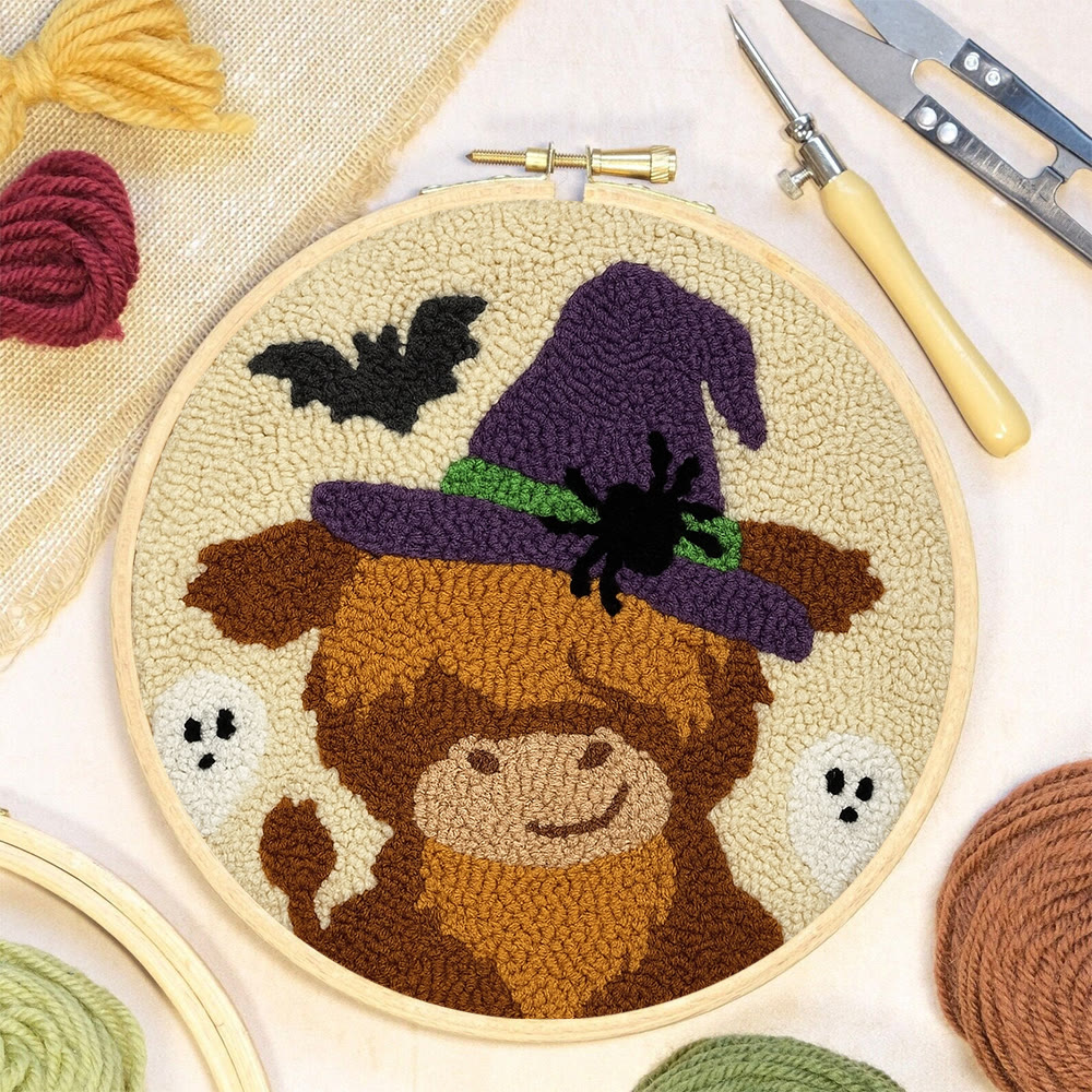 Wizard Cow Punch Needle Kit - Spooky Handmade Decoration | Personalized Animal Craft - image 9